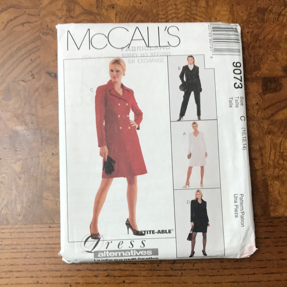 90's McCall's 9073 Jacket Dress Pants Skirt Pattern Size 10, 12 14 Petite-able
